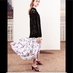 Fred Thomas Loose Knit Wool Sweater Tunic Metallic Crochet Lightweight Top M